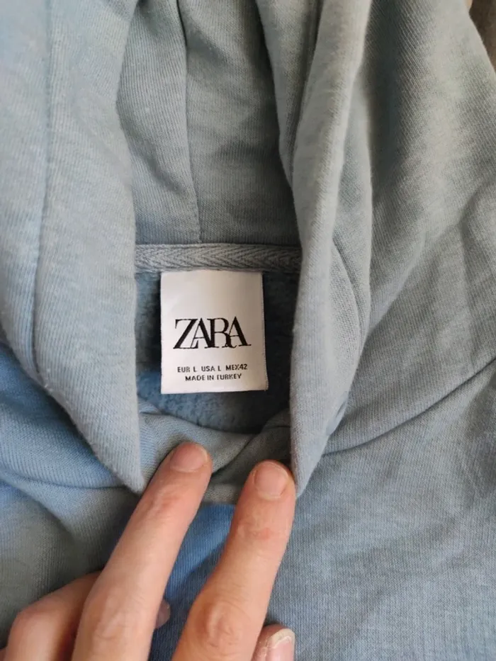 Sweat à capuche bleu Zara taille L - photo numéro 2