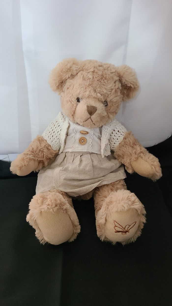 peluche oursonne robe pomme pidou - photo numéro 2