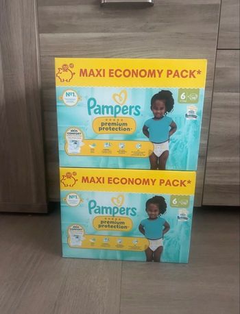 Lot de 2 paquets de couche Pampers Premium Protection taille 6 - 140 couches  