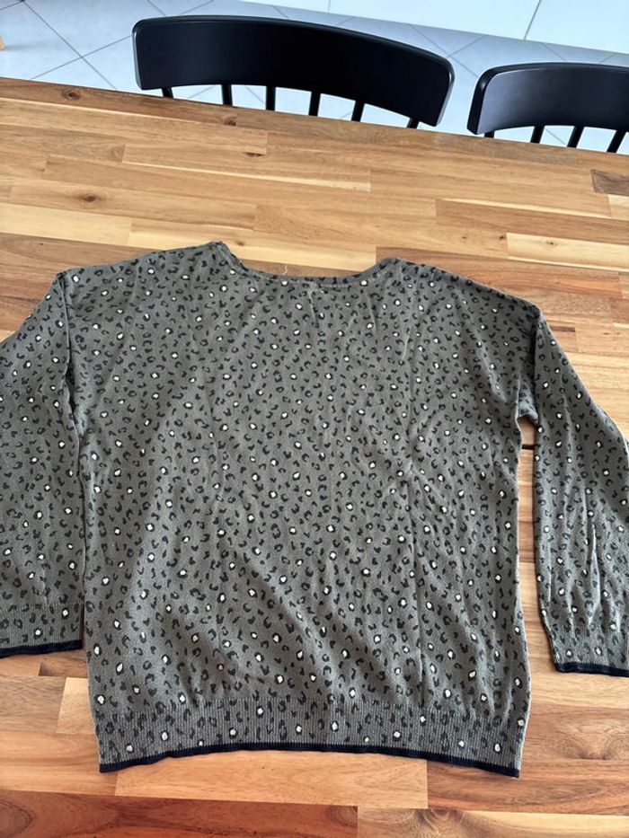 Pull léopard kaki et doré - photo numéro 4