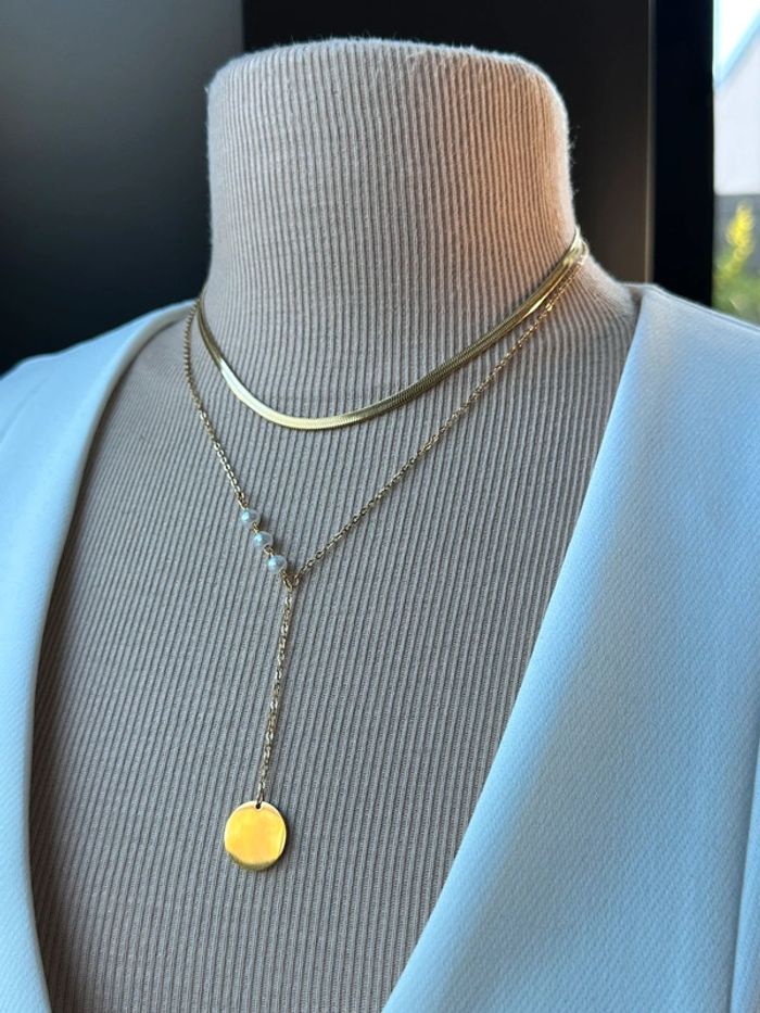 Collier multirangs en acier or
