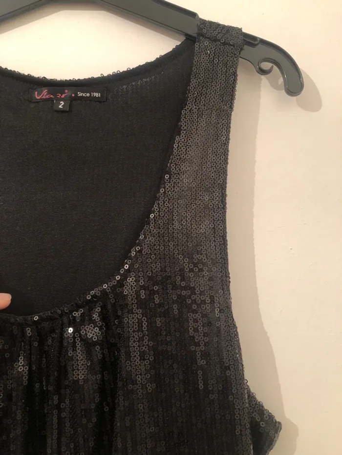 Débardeur noir sequins - photo numéro 2