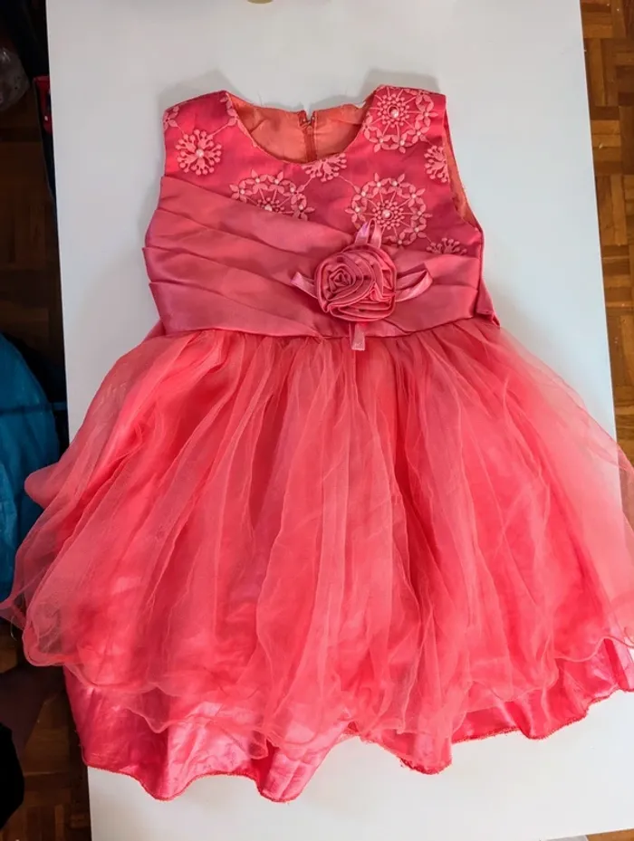 Robe cocktail soirée fêtes Noel mariage rose fuchsia 3 ans - photo numéro 2