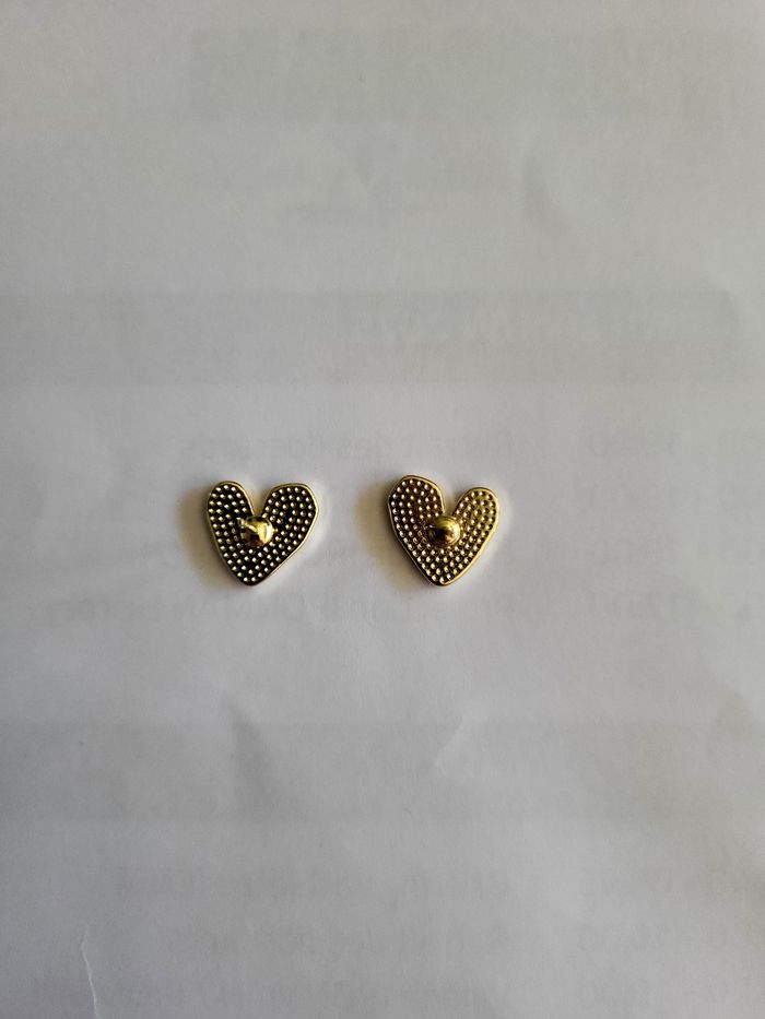 Boucles d'oreilles coeur bordeaux - photo numéro 5