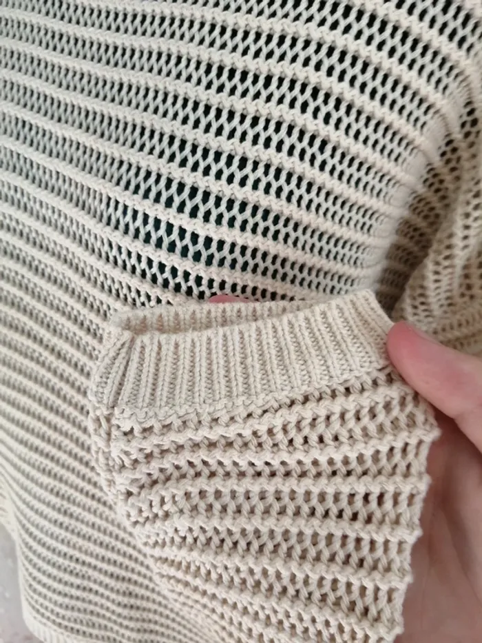 Pull beige crème en maille ajoutée / calliope / (L) - photo numéro 4