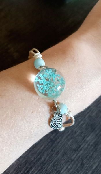 Bracelet fleurs séchées bleu