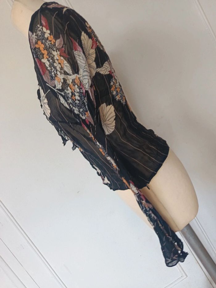 haut top y2k 90 2000 blouse voile transparente à rayure femme sexy à lacet fleurie mng - photo numéro 12
