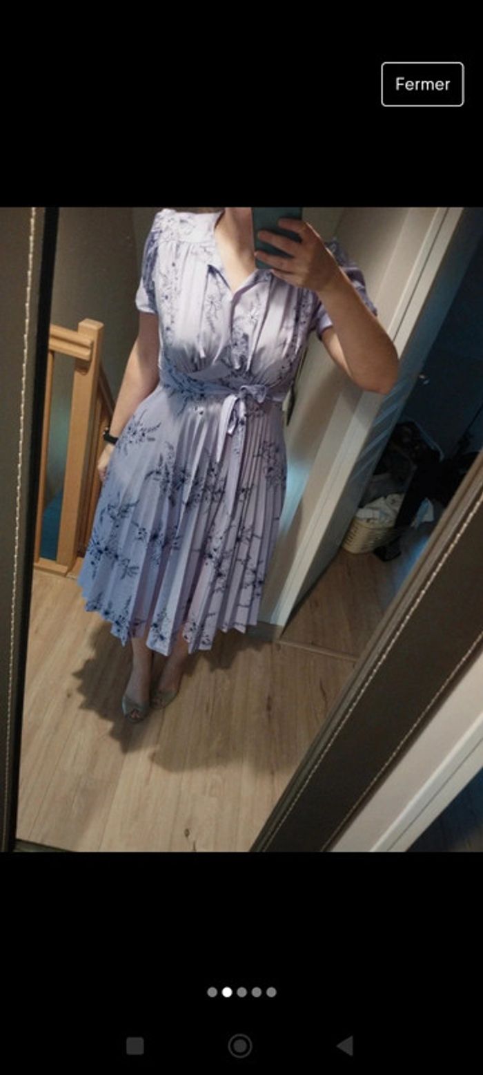 Superbe robe parme mauve taille 42 vintage fait main - photo numéro 2