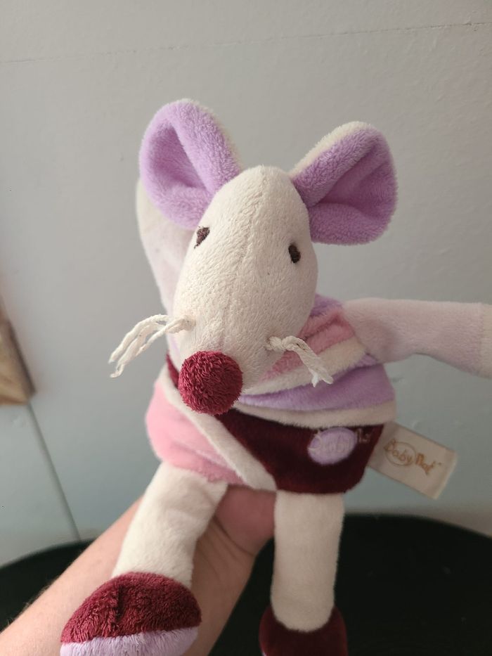 Doudou Babynat Souris Semi Mousse Violet Bordeaux - photo numéro 5
