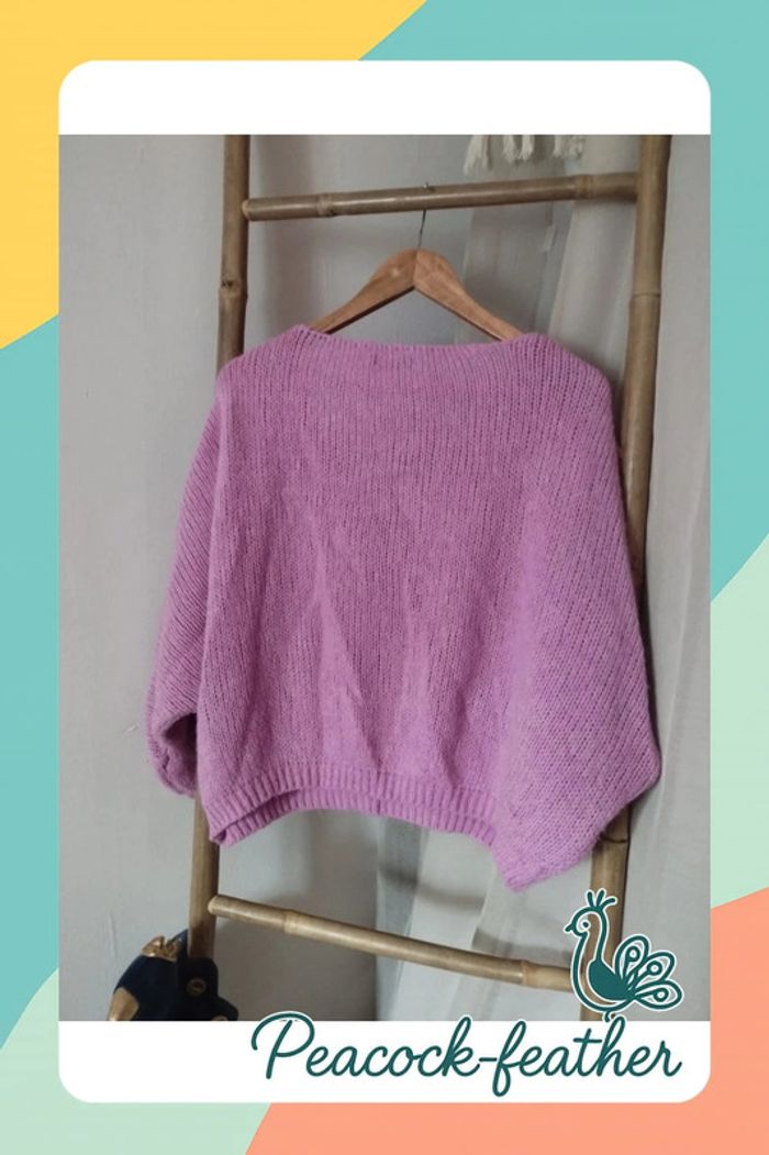 Pull large rose TU mailles - photo numéro 4