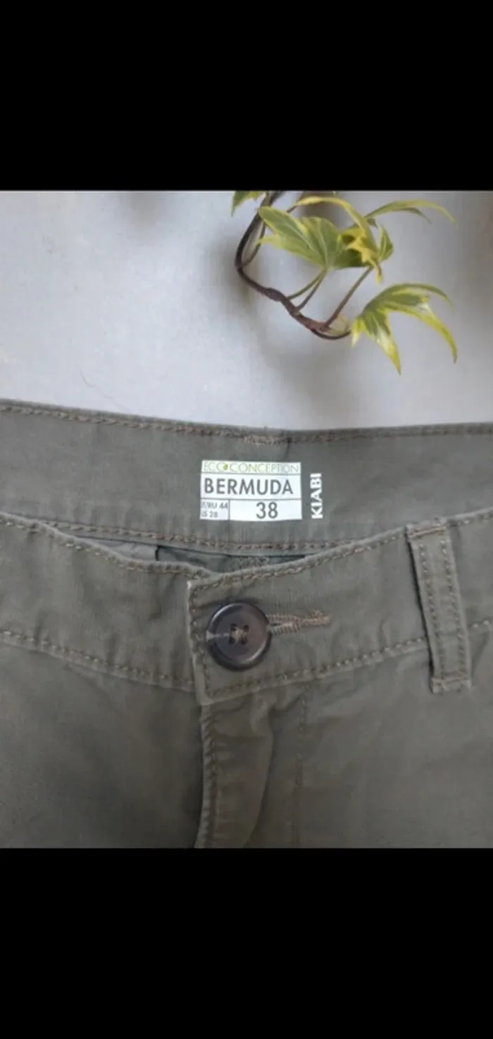 Jort short en jean cargo kiabi vert kaki taille S - photo numéro 2
