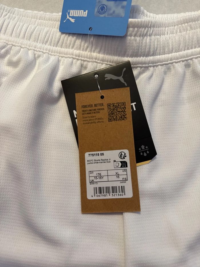 Short de foot Puma équipe Manchester City taille 15/ 16 ans authentique neuf - photo numéro 5