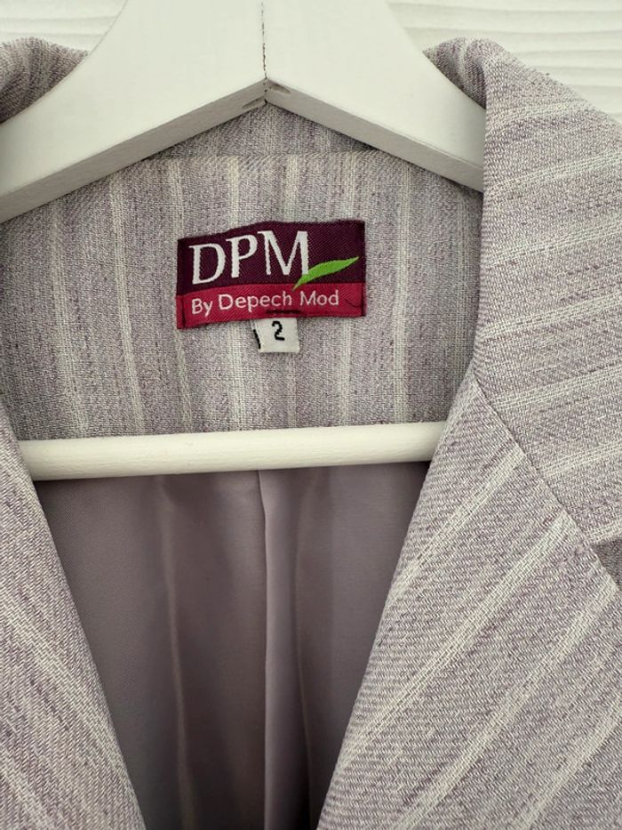 Ensemble veste pantalon tailleur rose et blanc à rayures classe élégant - photo numéro 7