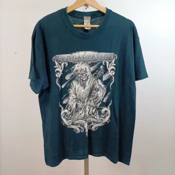 T-shirt Apocalyptica bleu vintage oversize heavy cotton Gildan taille L unisexe A1503