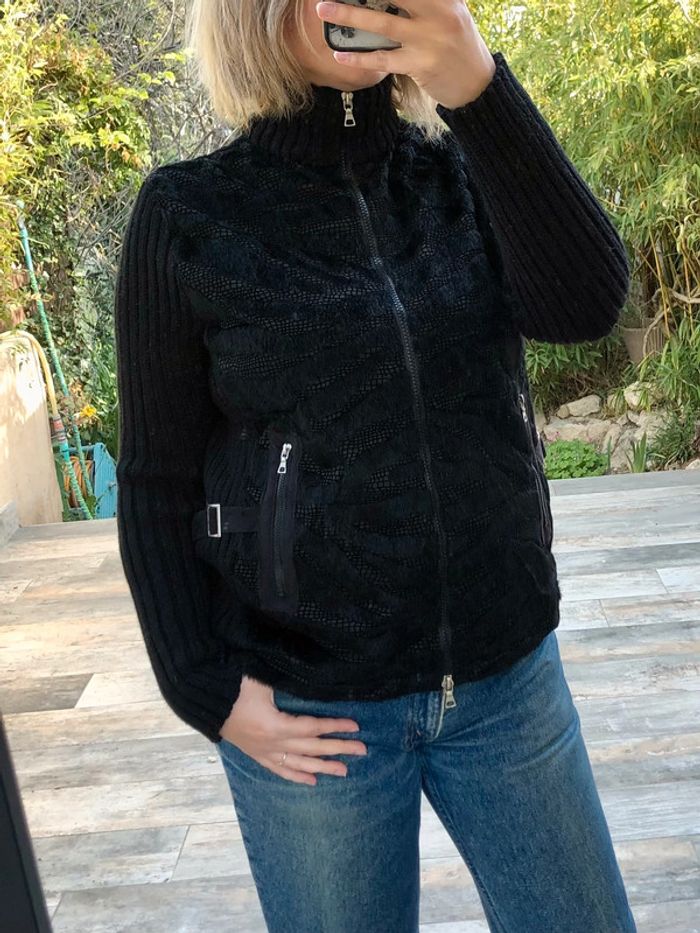 Veste gilet noir multimatieres Tengxu L/XL