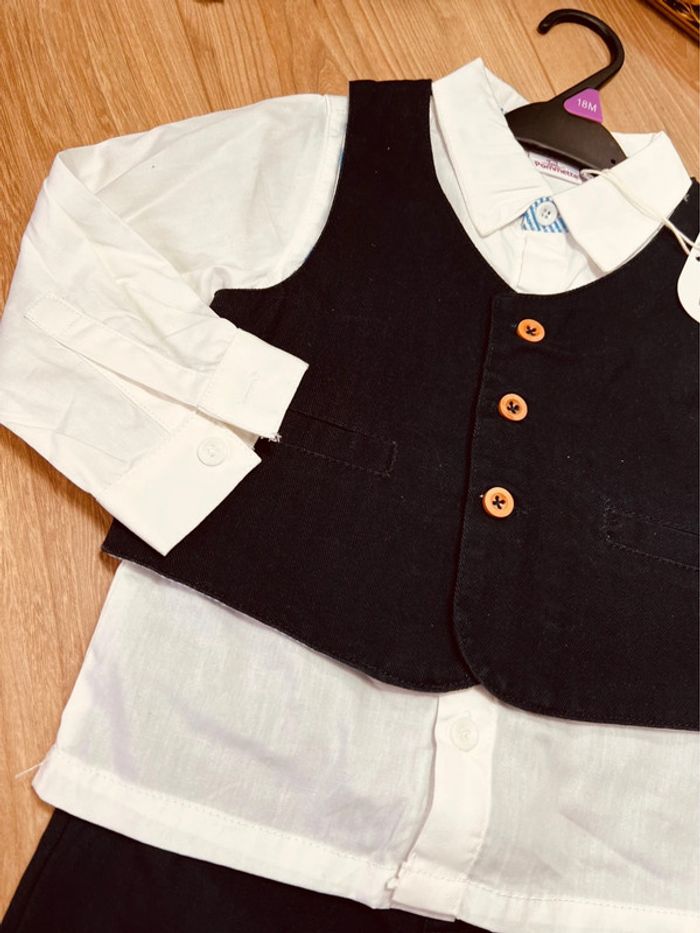 Taille 18 mois tenue de fête 3 pièces NEUF garçon Pommette bleu marine et blanc * chic * 💙 - photo numéro 3