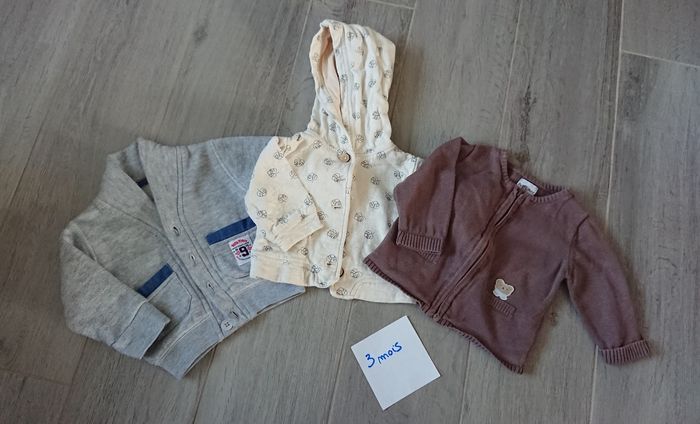 Lot de 3 vestes, gilets 3 mois