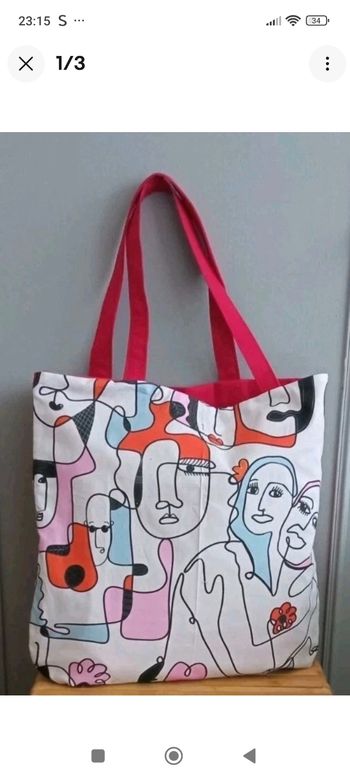 Tote bag artistique fait main – 45 x 45 cm