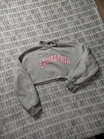 Top sweat court oversize gris Shein taille S 36
