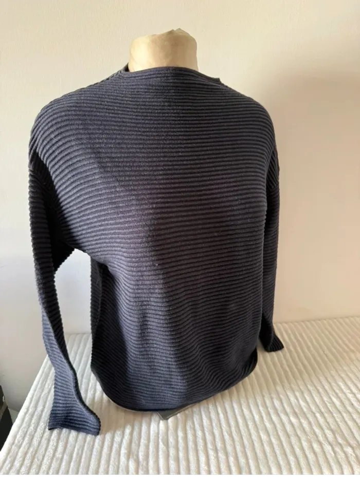 Pull côtelé H&M Basic - Bleu Marine (Taille XS)