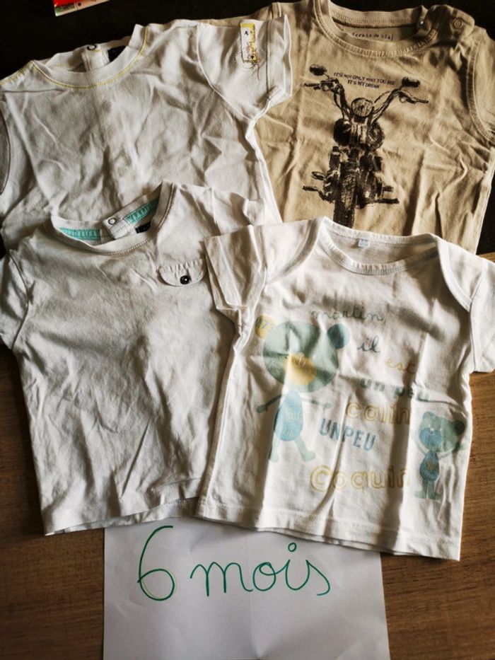 Lot 4 tee shirt MC 6 mois
