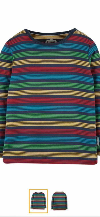 Tee-shirt de la marque Frugi modèle Favourite T-Shirt Long Sleeve coloris Tobermory Rainbow Stripe taille 6-7 ans Neuf Neuf encore dans son emballage d’origine Manches longues