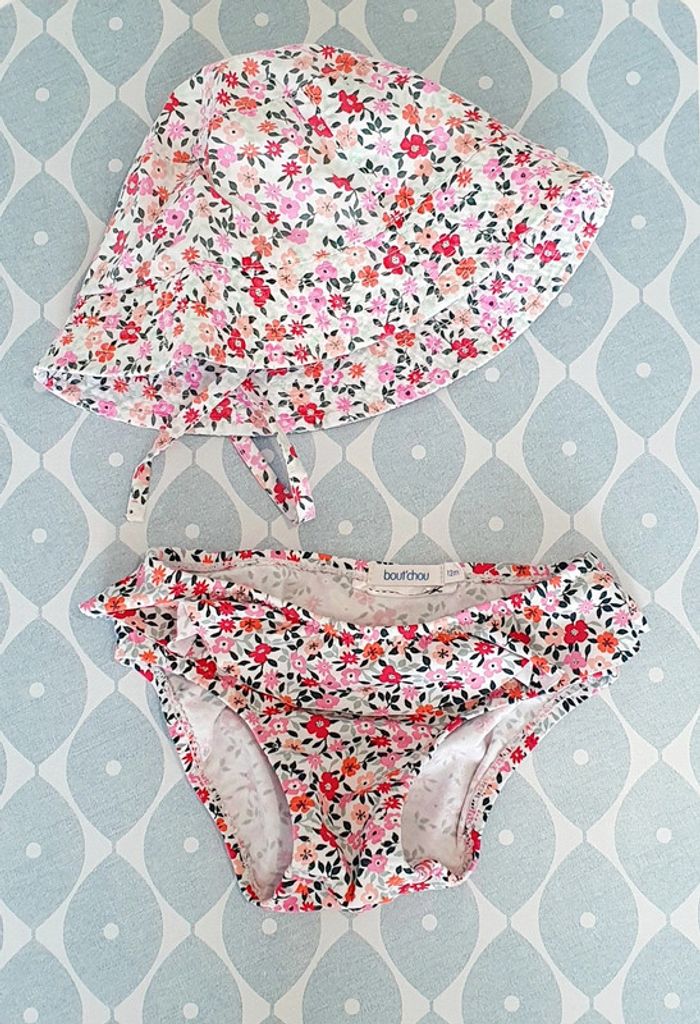 Chapeau + bas de maillot de bain Bout'chou