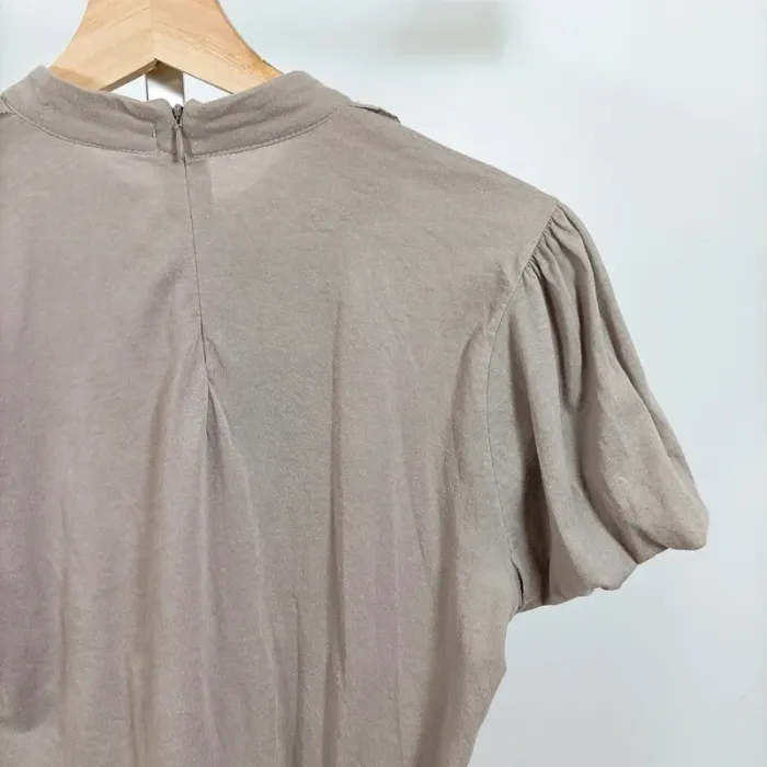 T-shirt taupe col plissé nœud froufrous Zara Collection – taille L A1006 - photo numéro 7