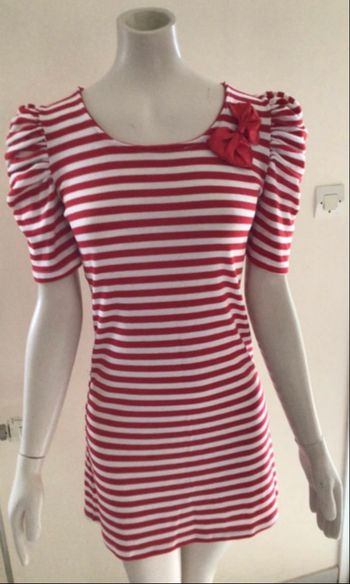 Tunique rayée blanche & rouge – TBE – 100% coton