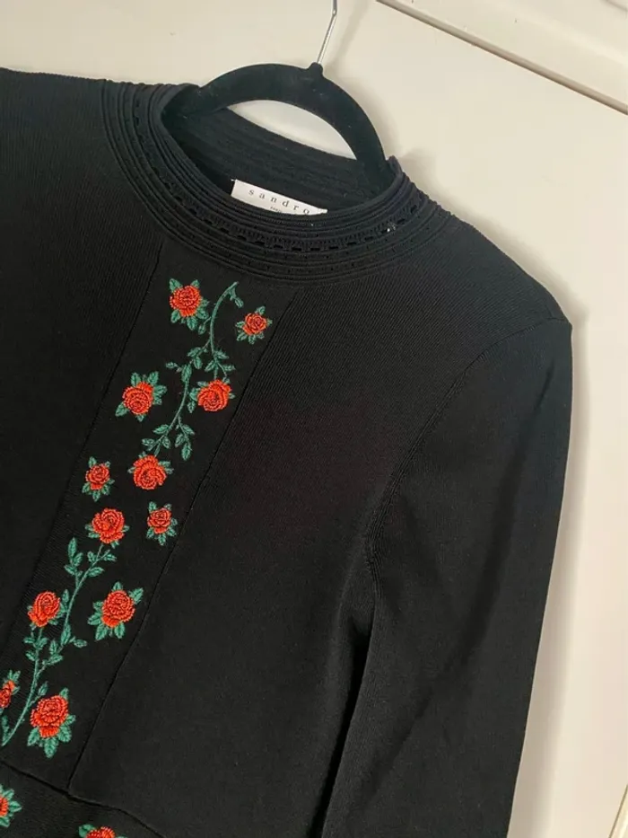 Robe Maille Brodée Sandro Taille 40 - photo numéro 14