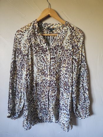 Chemisier jaune pâle imprimé marron Massimo Dutti taille 40