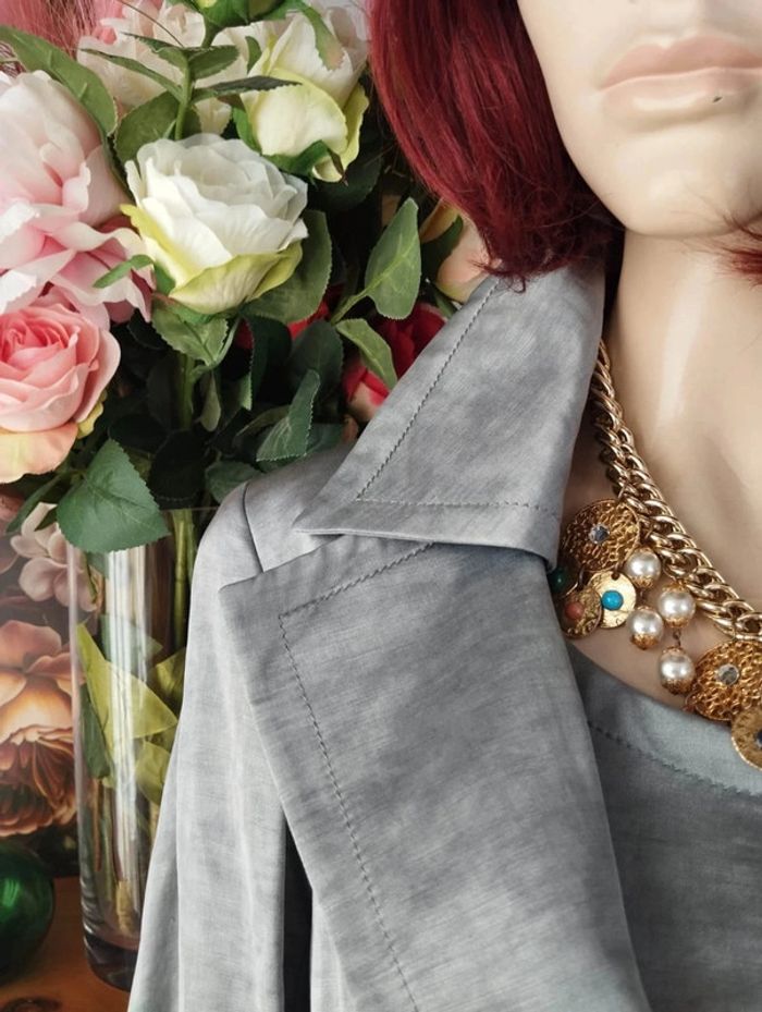🌹 Ensemble Veste & Robe Gris Irisé Lin Antonelle T38/40🌹 - photo numéro 3