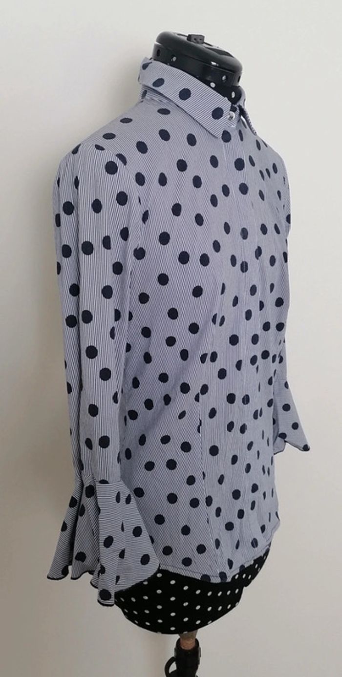 Chemise à rayures et gros pois bleu marine et blanc Taille S Liu Jo - photo numéro 3