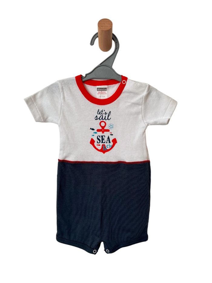 LOT de 2 combishorts/pyjamas d'été bleu/blanc/rouge - Absorba 9 mois (71cm) - photo numéro 5