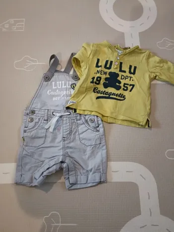 Ensemble salopette + tee shirt lulu castagnette