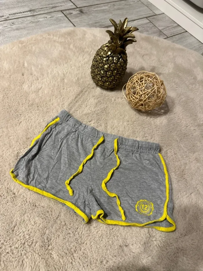 Short de sport S gris et jaune