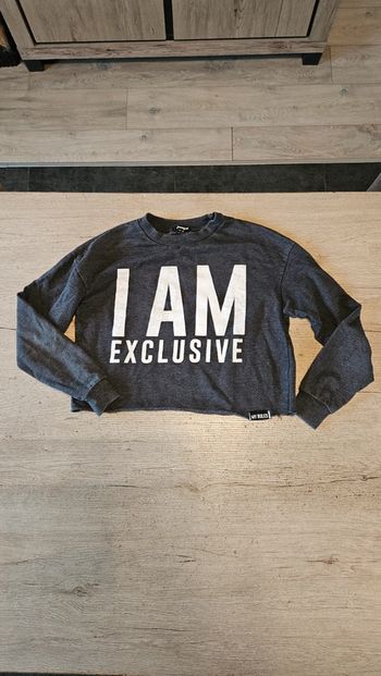 Sweat court gris foncé à manches longues, Jennyfer, XS/34