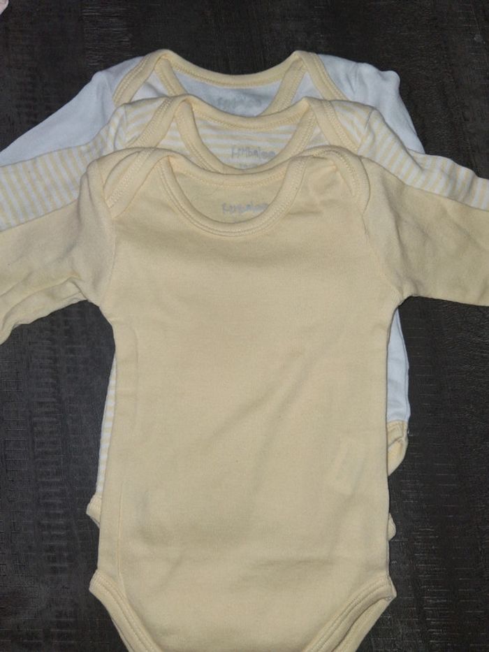 Lot de 3 bodies jaune et blanc Kimbaloo manche longue