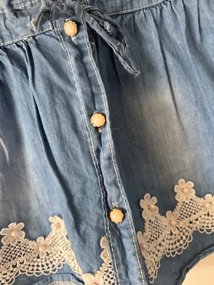 👗 robe effet jeans avec perle - bébé fille - 24 mois - très bon état - pretty baby - photo numéro 3