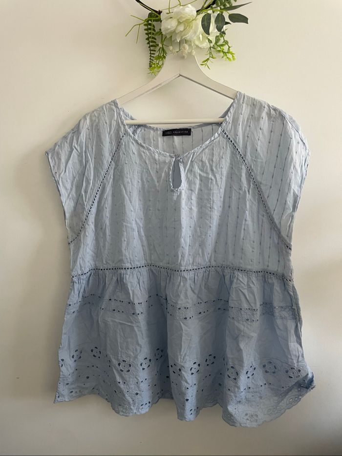 🌸blouse manches courtes bleu clair taille 46 M&S collection 🌸