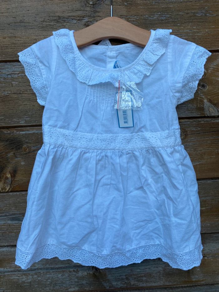Robe Jacadi paris blanche baptême communion mariage cérémonie 18 mois dentelle - photo numéro 4
