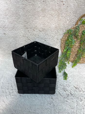 Lot de 2 paniers en tissu tressée noir - Centrakor 