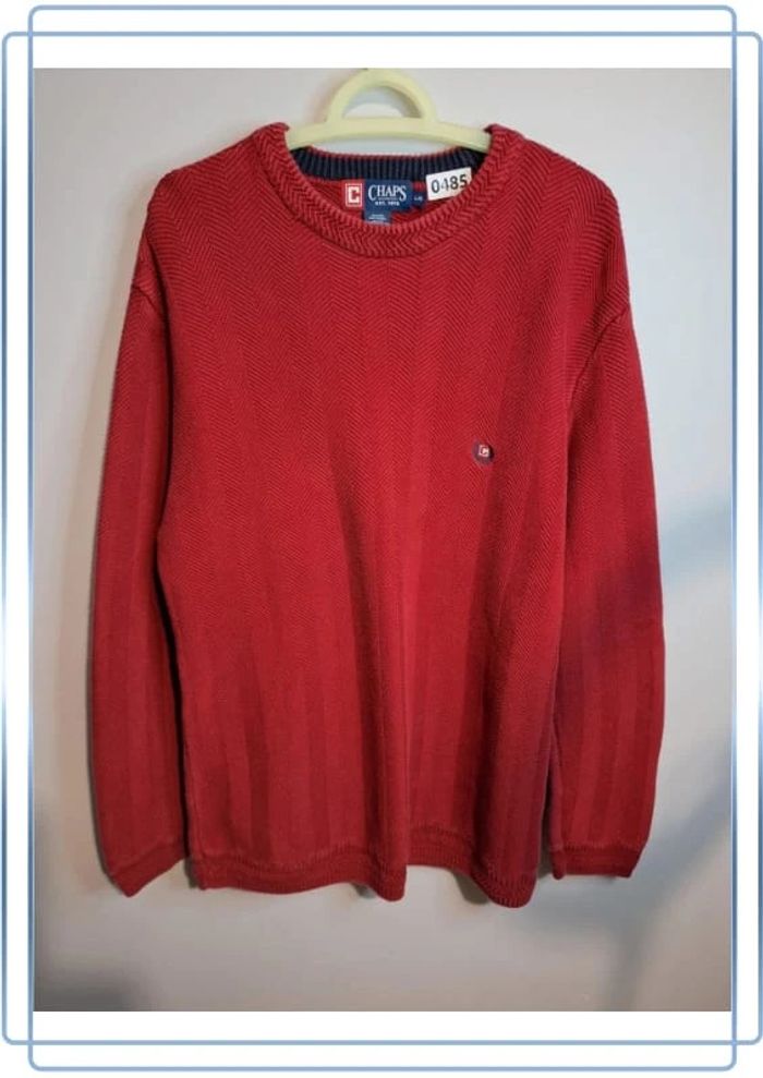 Pull / crewneck chaps by Ralph Lauren vintage rouge - taille XL / homme - col rond (117)