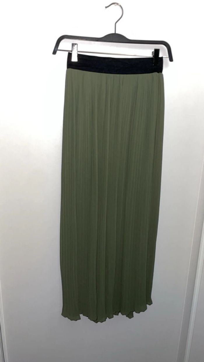 Jupe longue plissée kaki "Feeling Lady" neuve - Taille S