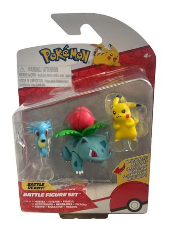 Coffret x 3 figurines Pokémon Battle Figure Set Hypotrempe, Herbizarre et Pikachu Jazwares neuf