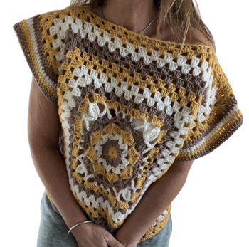 pull crochet manches courtes bohème