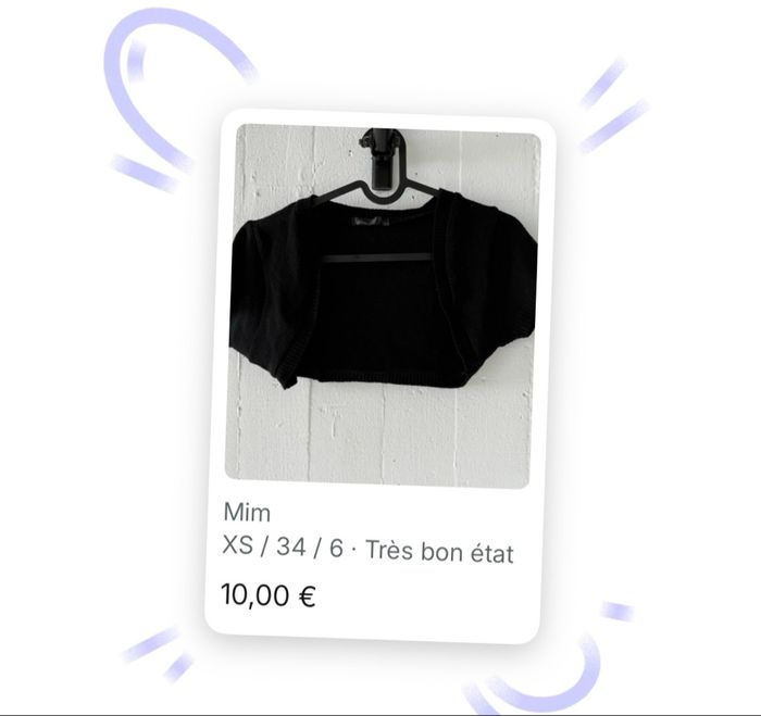 Gilet boléro, noir, Mim taille XS Y2K Convient à un petit S - photo numéro 4