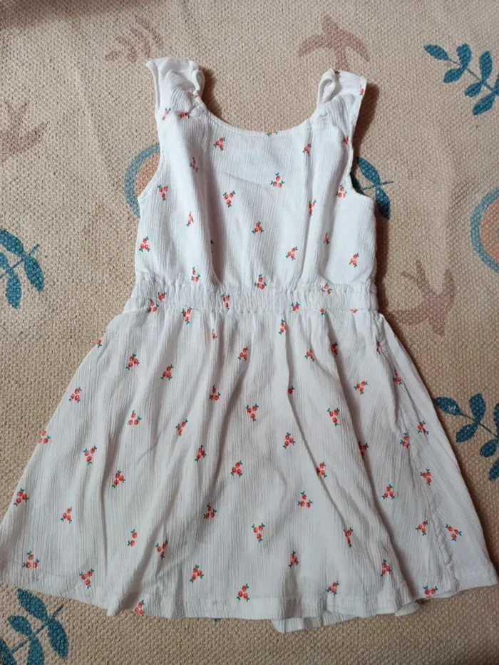 Robe blanche Okaïdi 5 ans fleurs coton