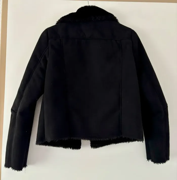 Blouson aviateur fausse fourrure noir Etam Taille 34 - photo numéro 4