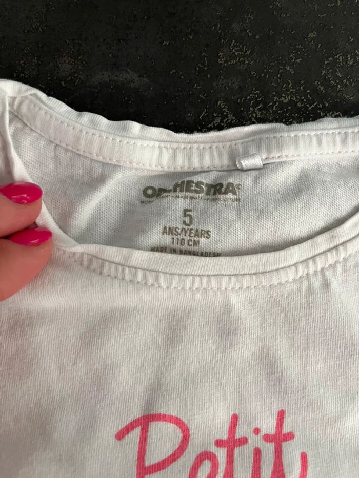 Teeshirt blanc Orchestra taille 5 ans « Petit bonheur » - photo numéro 3